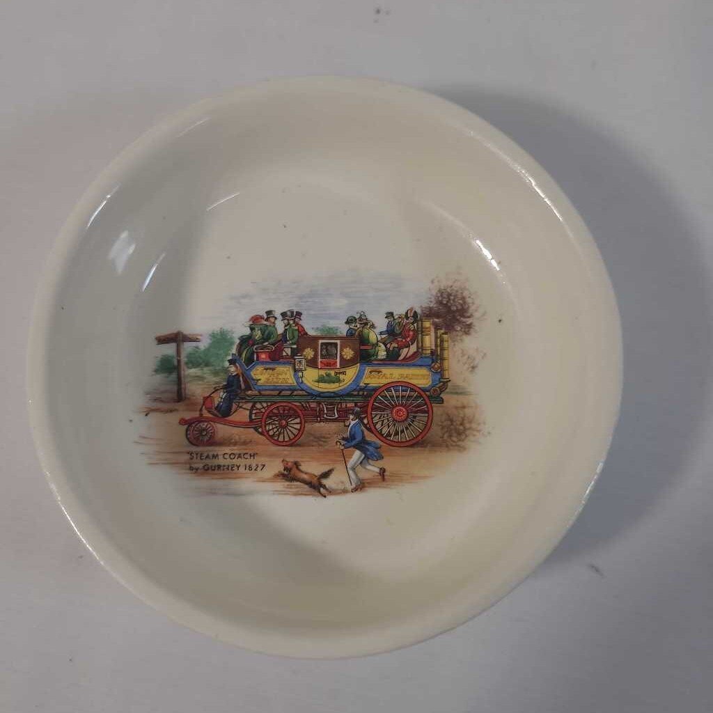 S/4 CERAMIC VTG TRANSPORTATION COASTERS IN A LEATER CARRIER