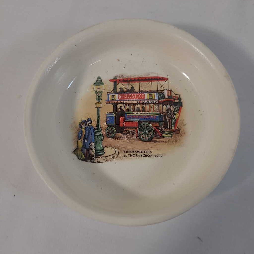 S/4 CERAMIC VTG TRANSPORTATION COASTERS IN A LEATER CARRIER