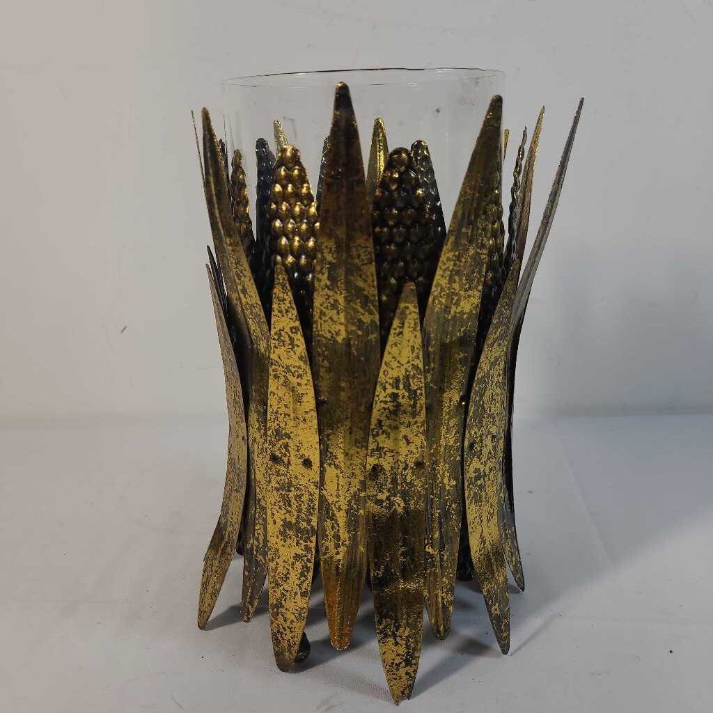 2PC GOLD HURRICAIN CANDLE HOLDER