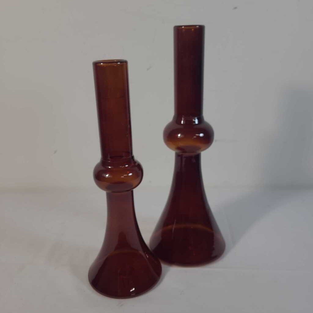 PR AMBER GLASS CANDLE HOLDERS