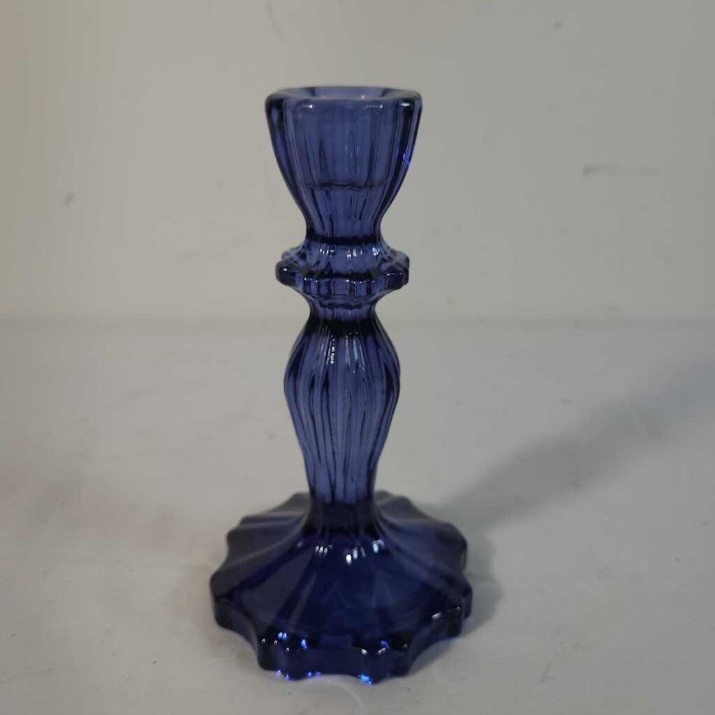 BLUE GLASS CANDLE HOLDER