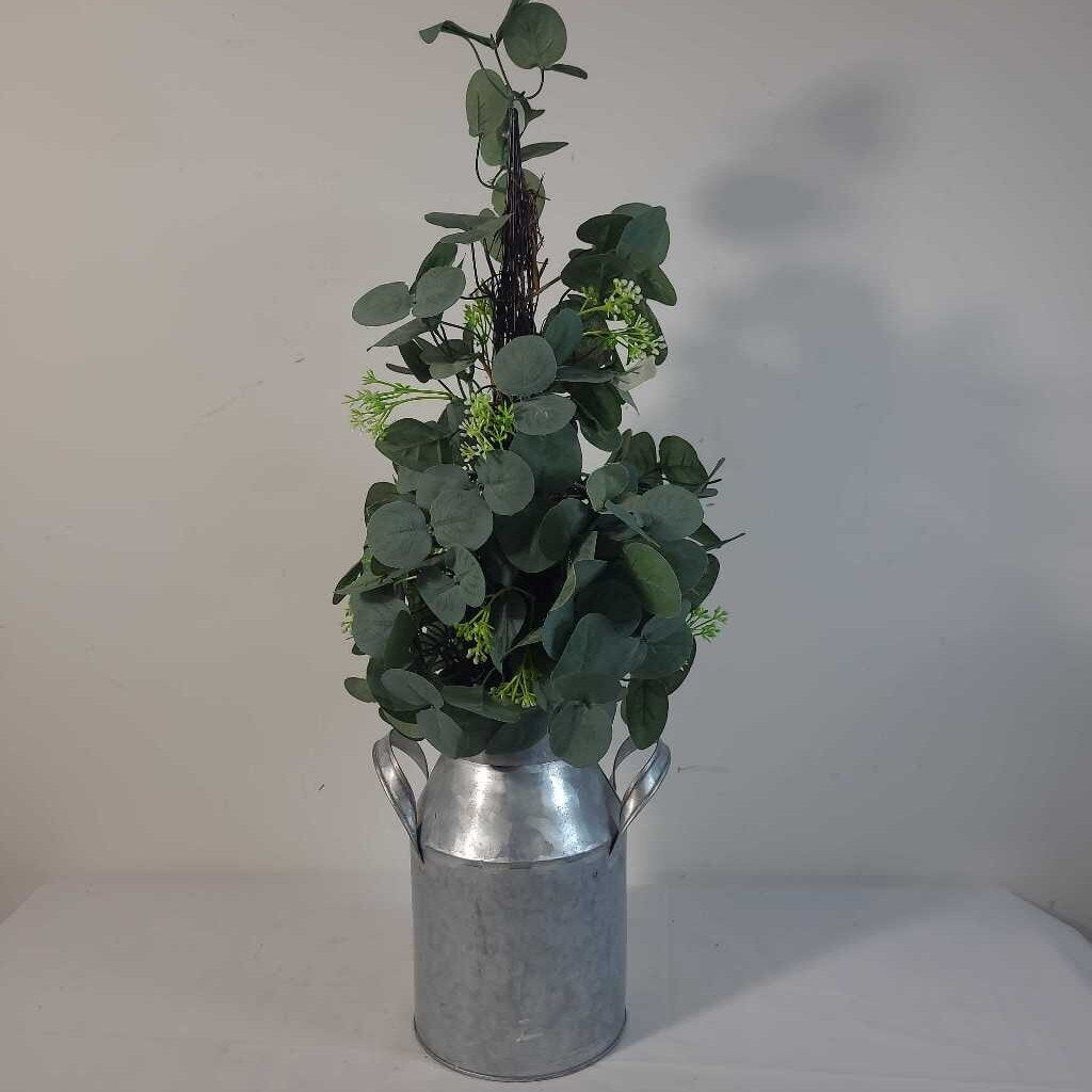 MILK CAN W/ FAUX GREENERY