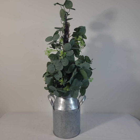MILK CAN W/ FAUX GREENERY