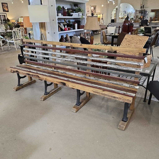 RUSTIC BENCH W/ IRON LEGS