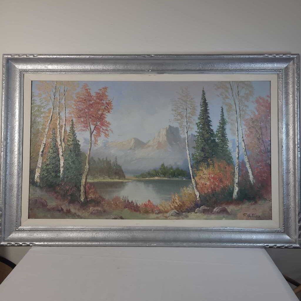 FALL BY THE LAKE OIL PAINTING