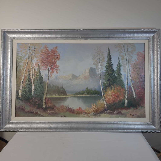 FALL BY THE LAKE OIL PAINTING
