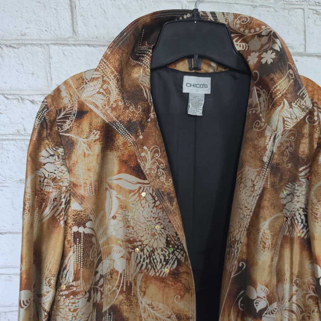 Vintage CHICO'S Open Front Bronze/Gold Blazer