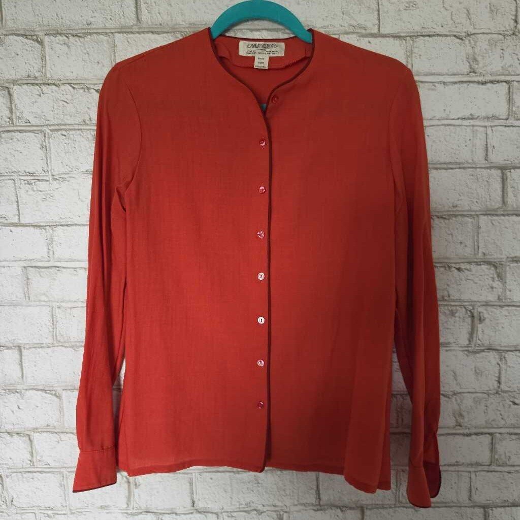 Vintage JAEGER Great Britain 95% Wool Burnt Orange Blouse