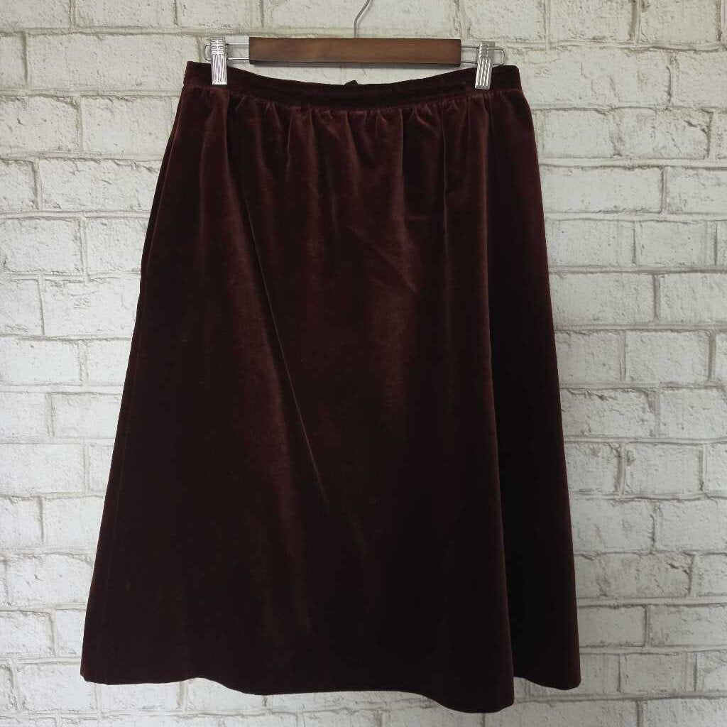 Vintage BERNARD PERRE Canada Cotton Velvet Midi Skirt with Pockets