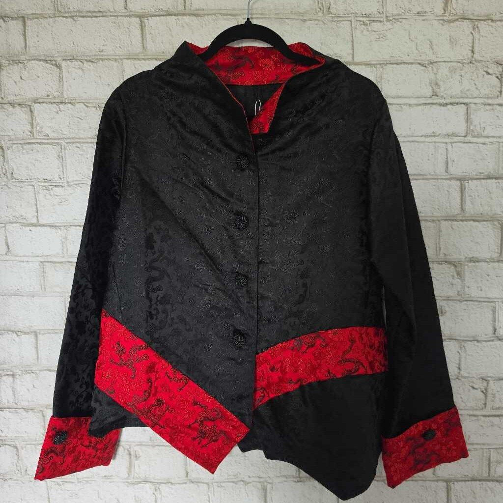 Handmade Chinese Silk Jacket Black with Red