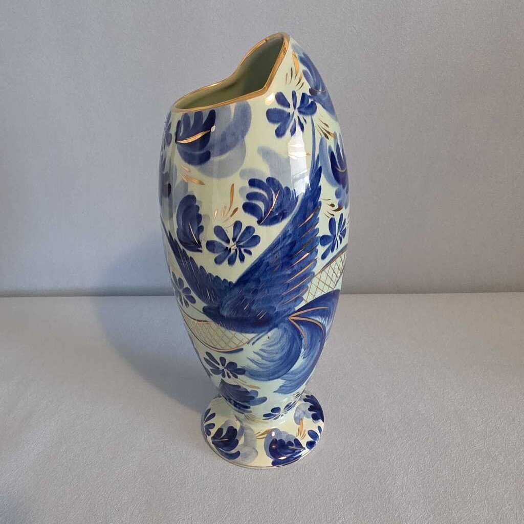 HUBERT BEQUET Quaregnon Belgium Bird of Paradise Vase 1950s