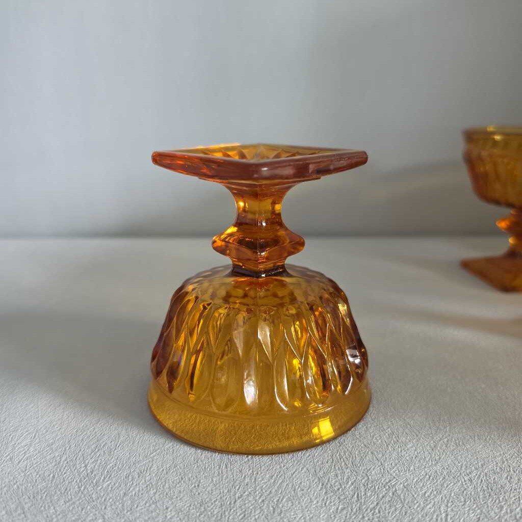 INDIANA GLASS Co. Mount Vernon (Colony) Amber Desert Glass 1960s