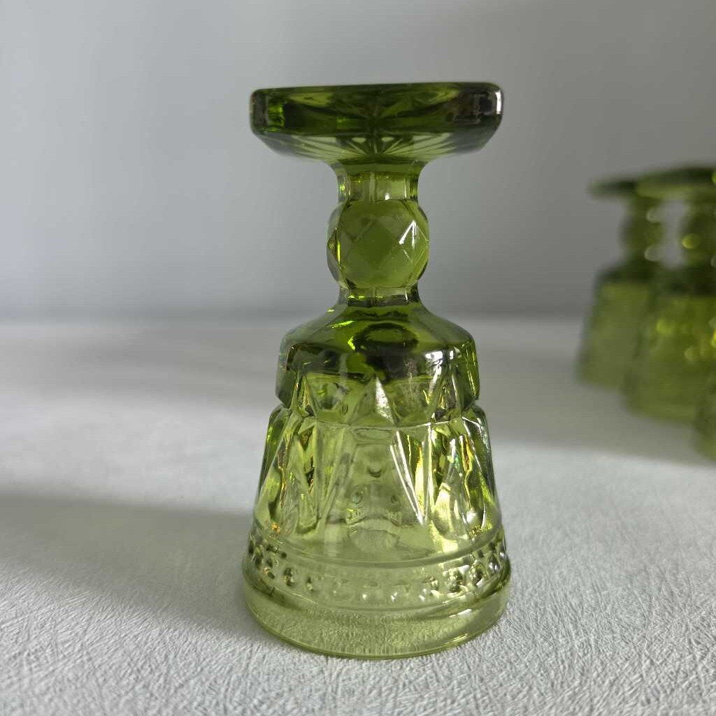 INDIANA GLASS Co. Colony "Park Lane" Avocado Green Shot/Cordial Glass 1960s
