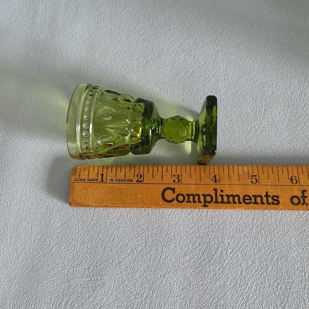 INDIANA GLASS Co. Colony "Park Lane" Avocado Green Shot/Cordial Glass 1960s