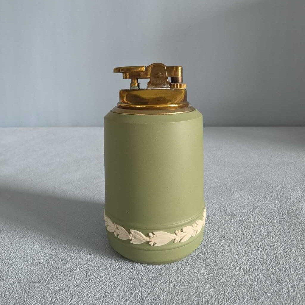 Vintage 1970s Wedgwood Jasperware Sage Green Table Lighter