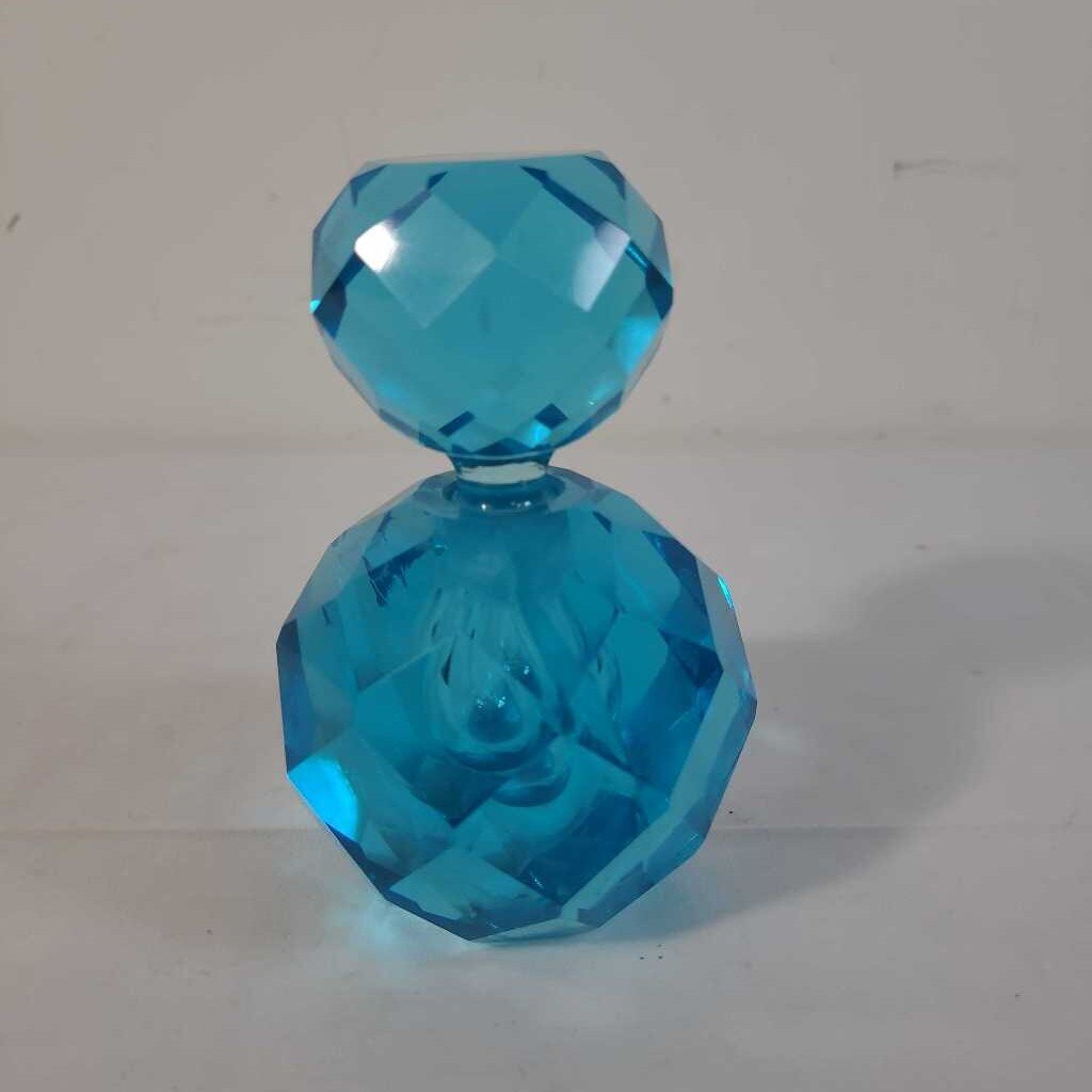 VTG TURQUOISE BLUE PERFUME BOTTLE W/ STOPPER