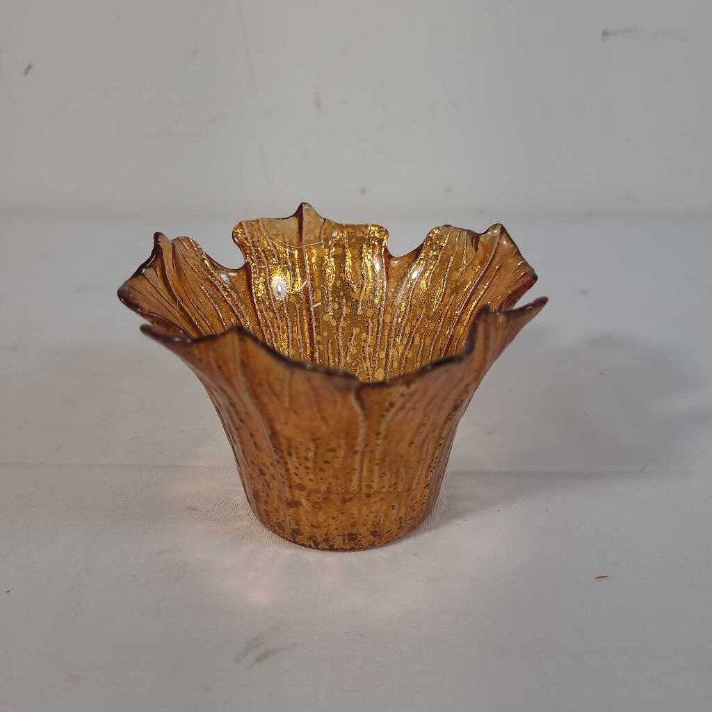 ORANGE GLASS TEALIGHT HOLDER