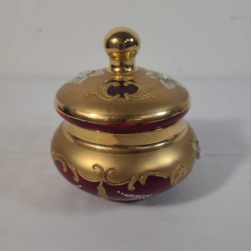 RED & GOLD LIDDED DISH