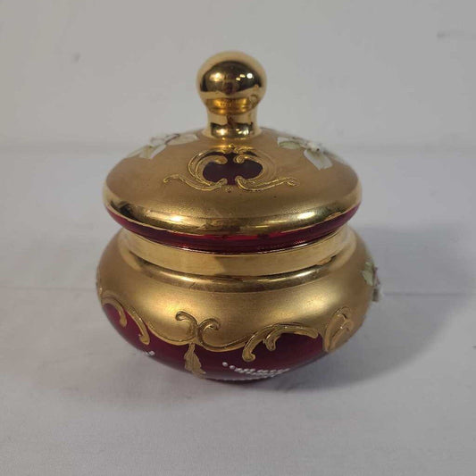 RED & GOLD LIDDED DISH