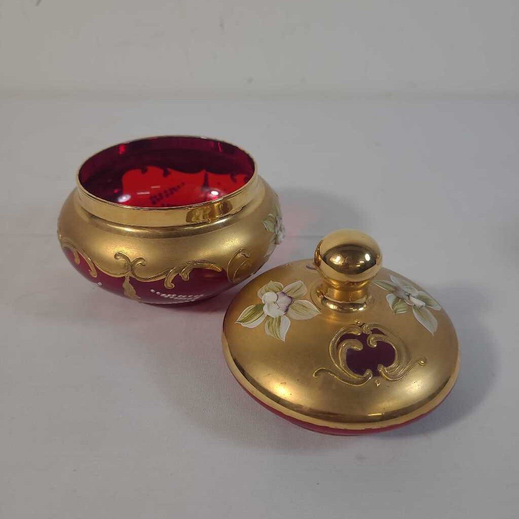 RED & GOLD LIDDED DISH