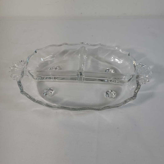 DIVIDED GLASS PICKLE DISH