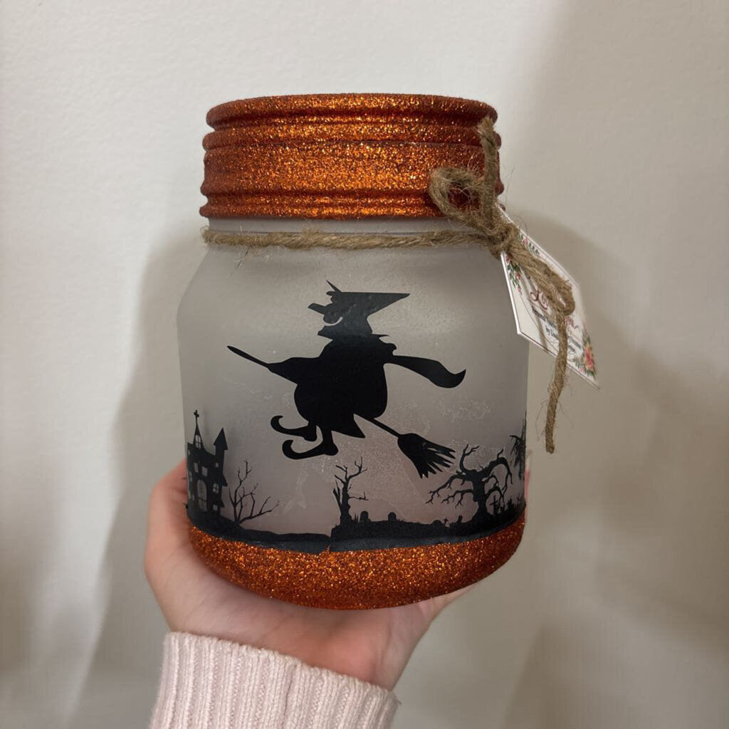 Halloween glitter lantern with tea light