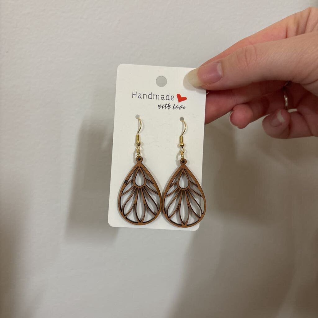 Wooden earrings tear drop
