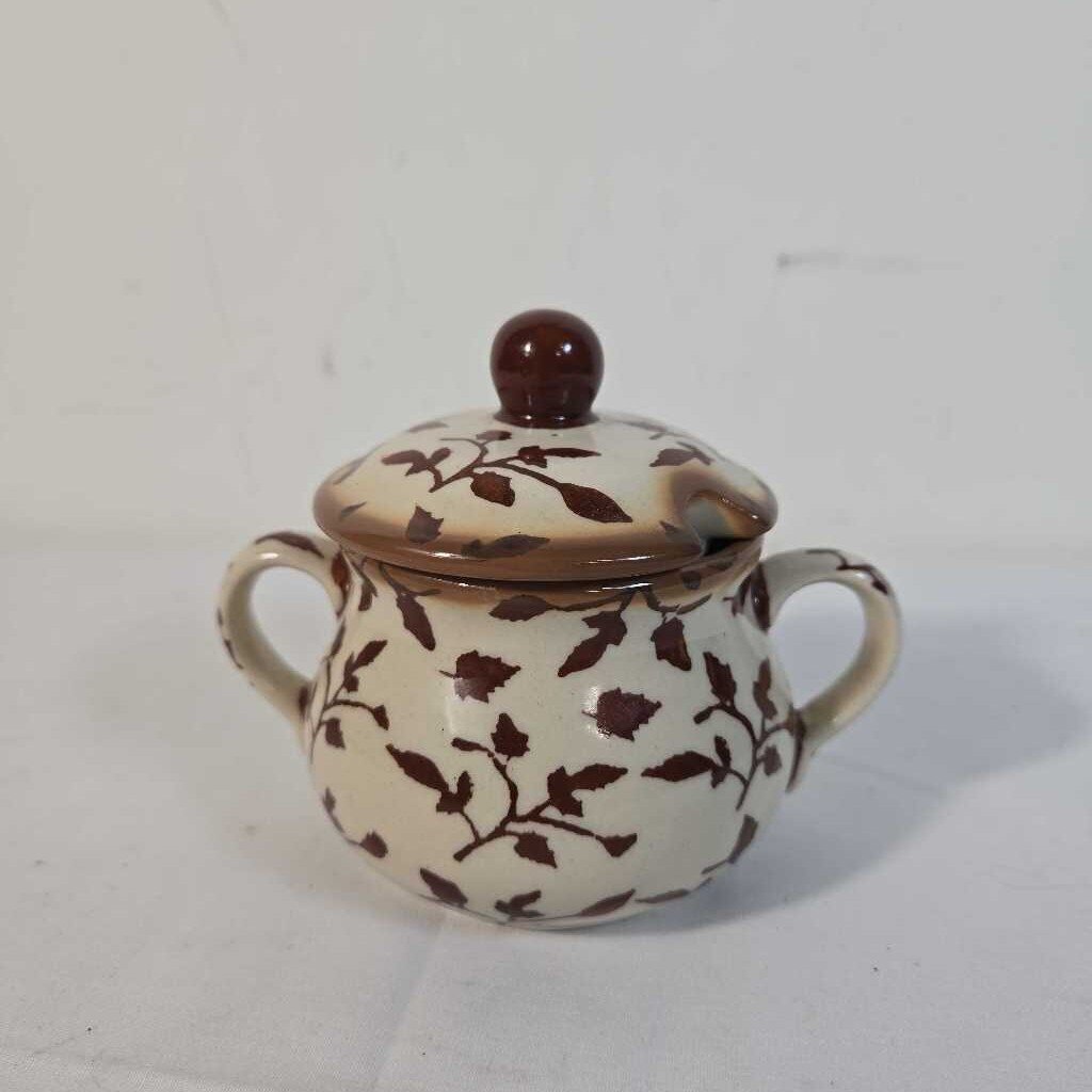 BROWN LEAF LIDDED JAR