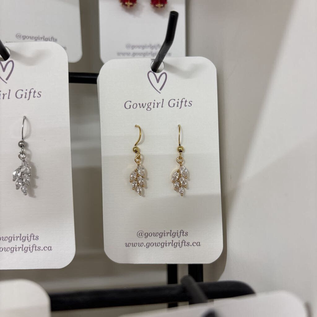 Earrings - Small CZ Leaf