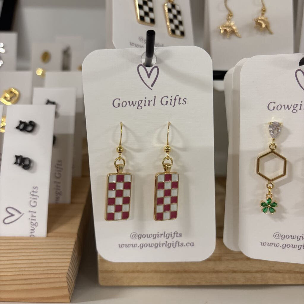 Earrings - Checkered Dangles