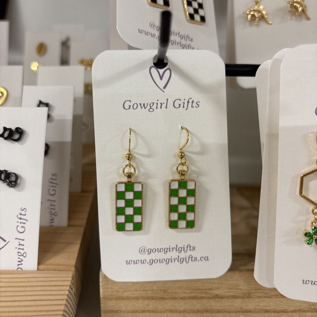 Earrings - Checkered Dangles