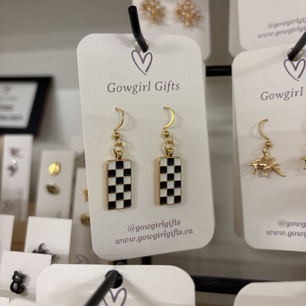 Earrings - Checkered Dangles
