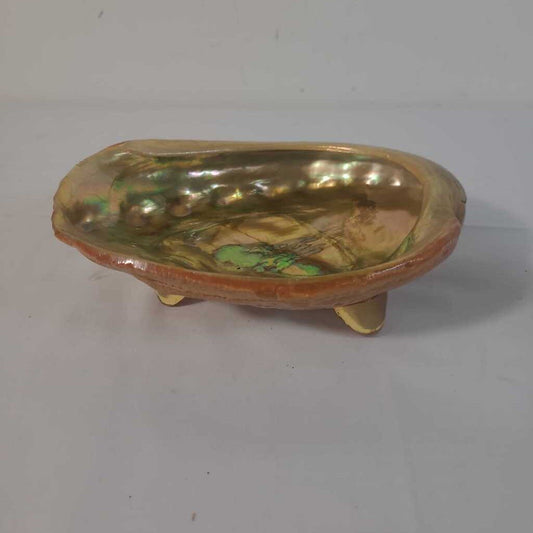 VTG FOOTED ABALONE SHELL TRINKET DISH