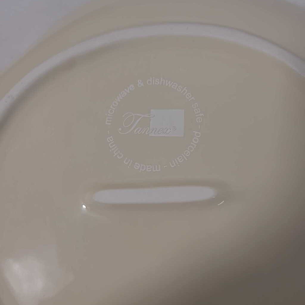S/8 CREAM LUNCH PLATES W/ BROWN & WHITE PATTERN