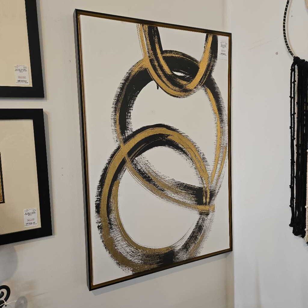 GOLD & BLACK RING FRAMED CANVAS