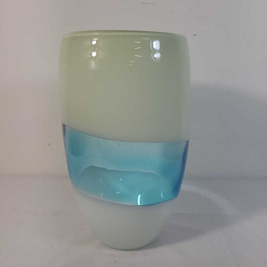 TRI COLOURED TALL GLASS VASE