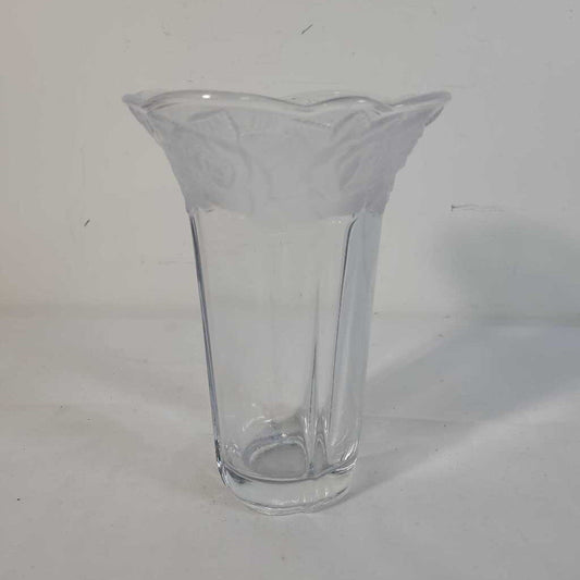 FROSTED ROSES GLASS VASE