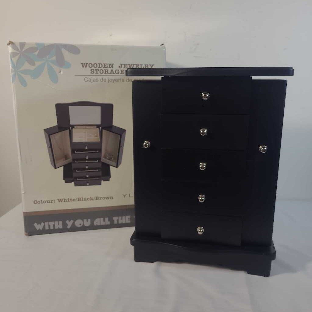 WOODEN BLACK JEWLERY BOX