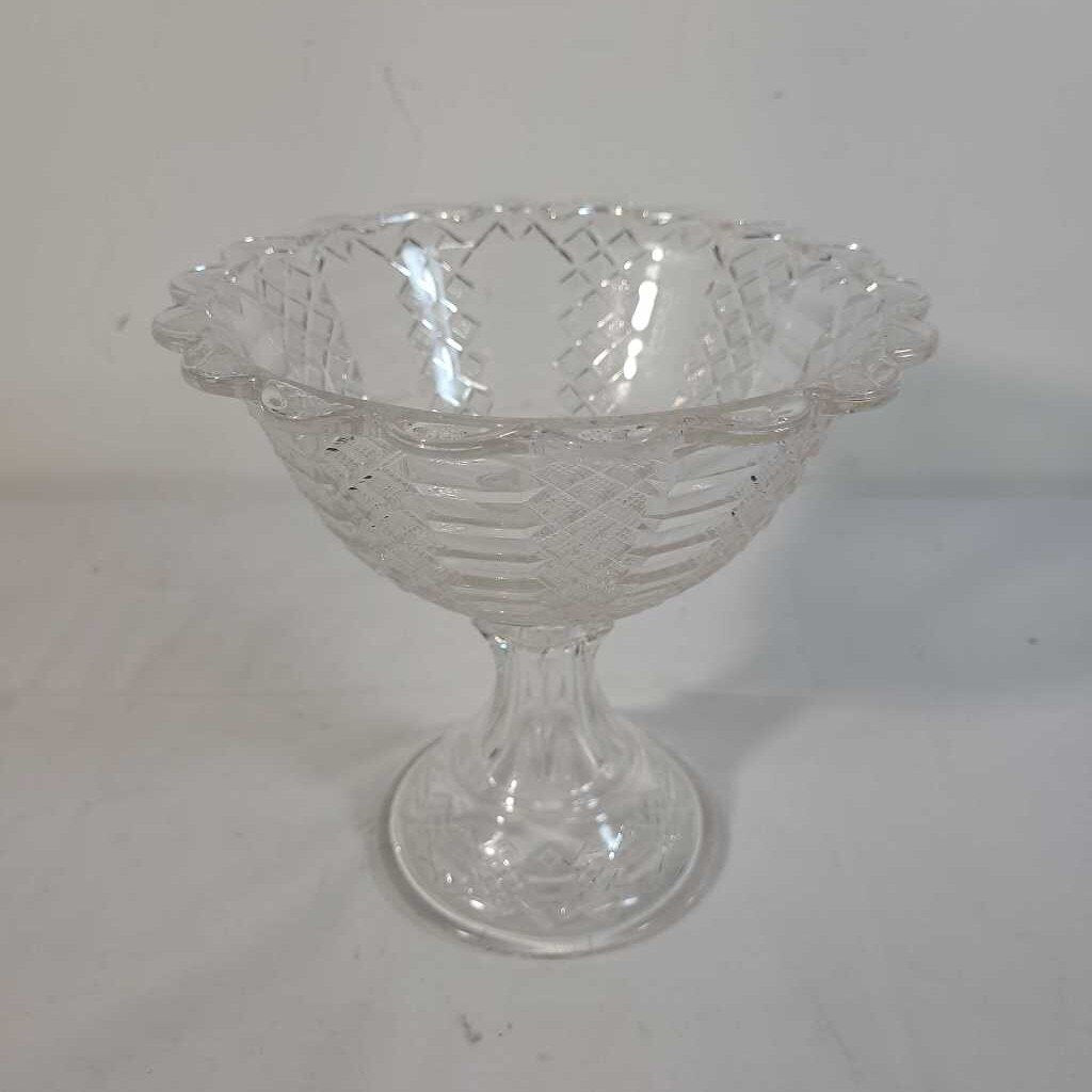 PRESSED GLASS PEDESTAL BOWL