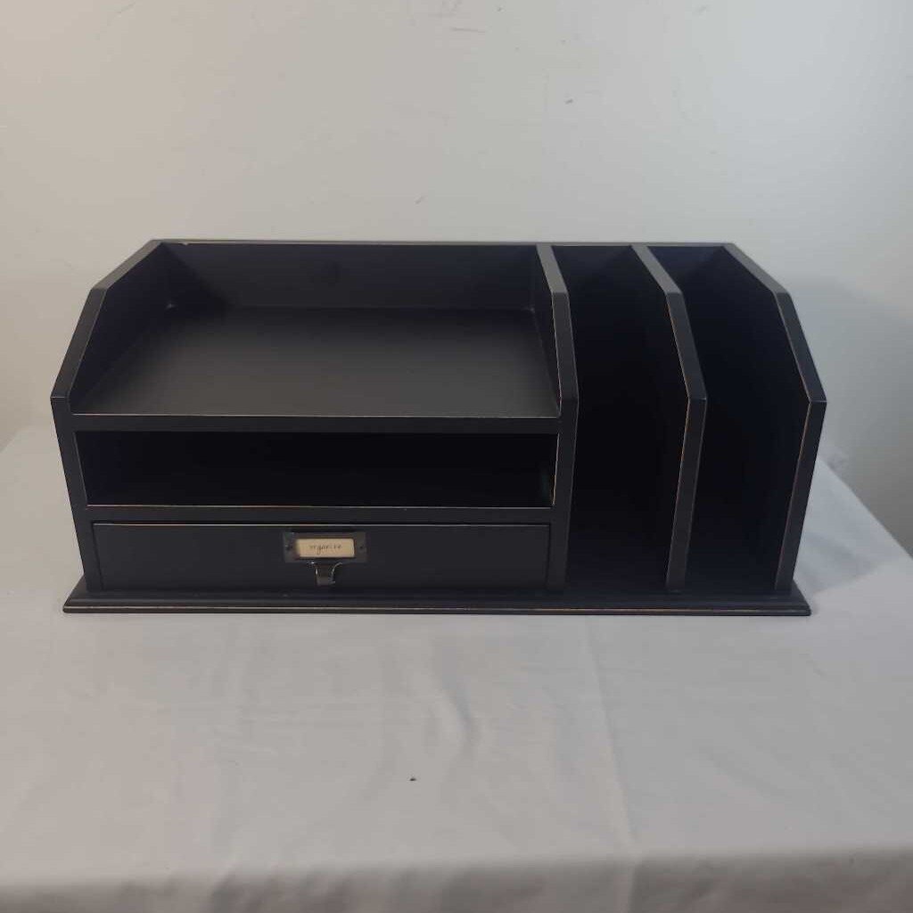 BLACK WOOD DESKTOP ORGANIZER