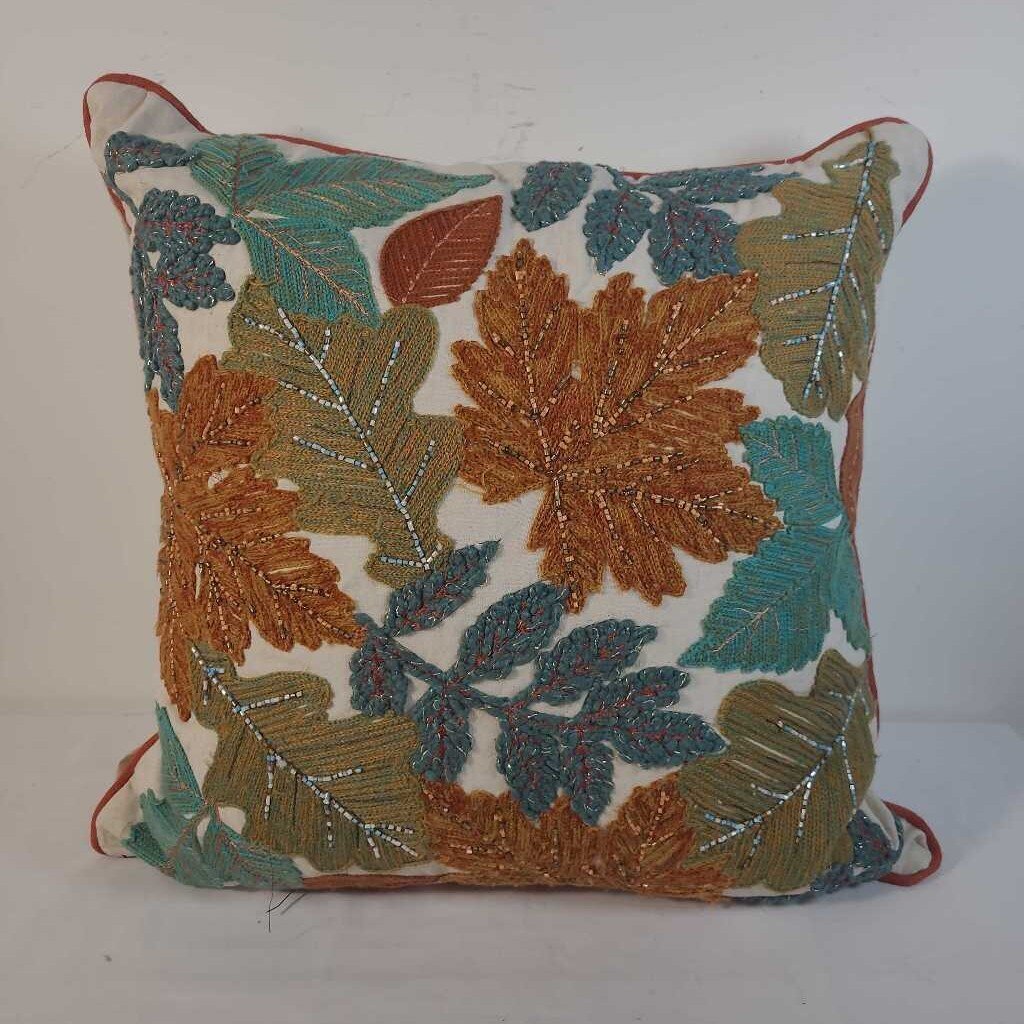 BEADED LEAF PILLOW