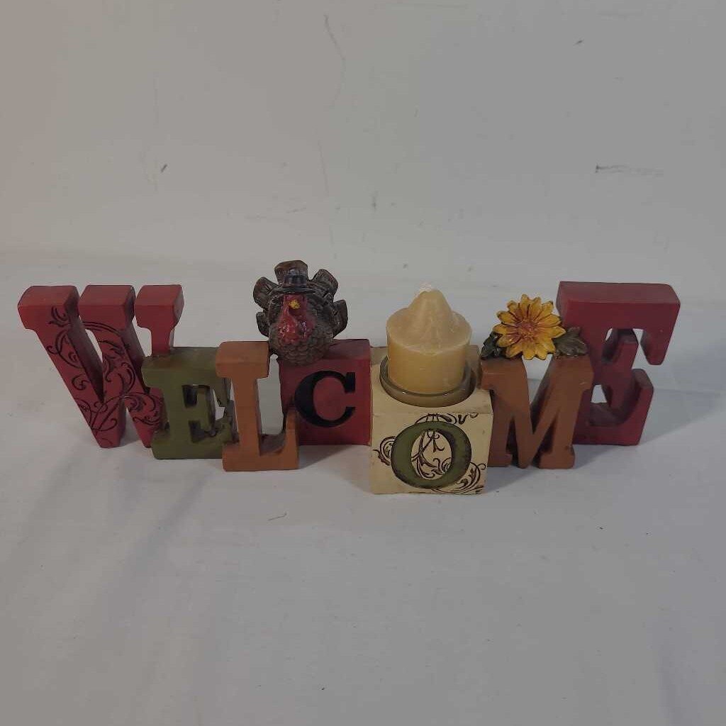 WELCOME TURKEY VOTIVE HOLDER