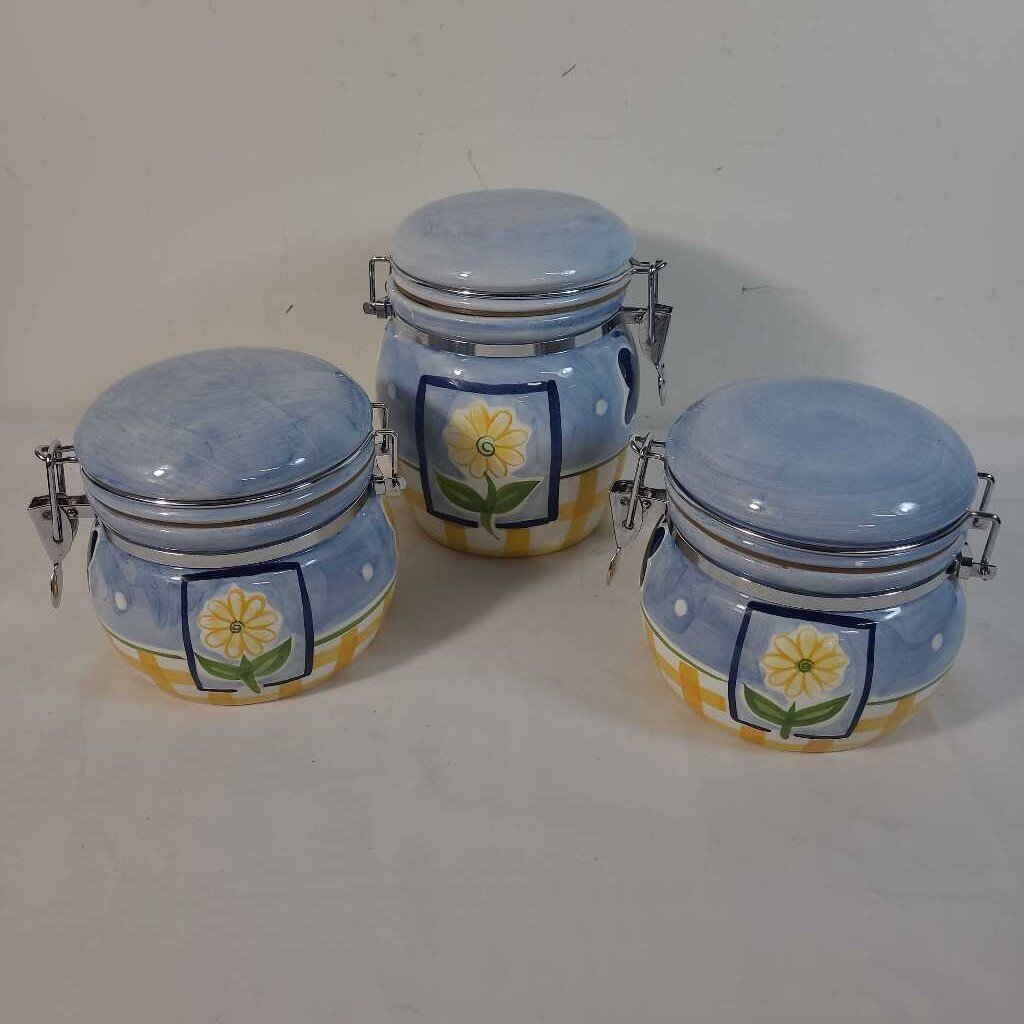 S/3 BLUE & YELLOW CANISTERS