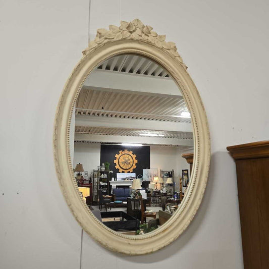 CREAM FRAMED OVAL MIRROR