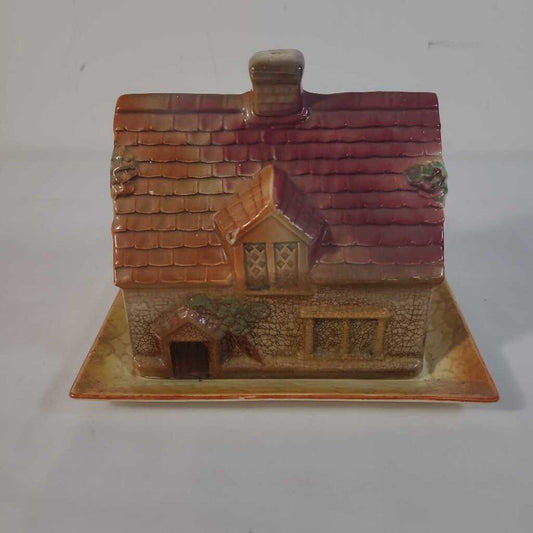 VTG BURLINGTON WARE COTTAGE COVERED BUTTER DISH