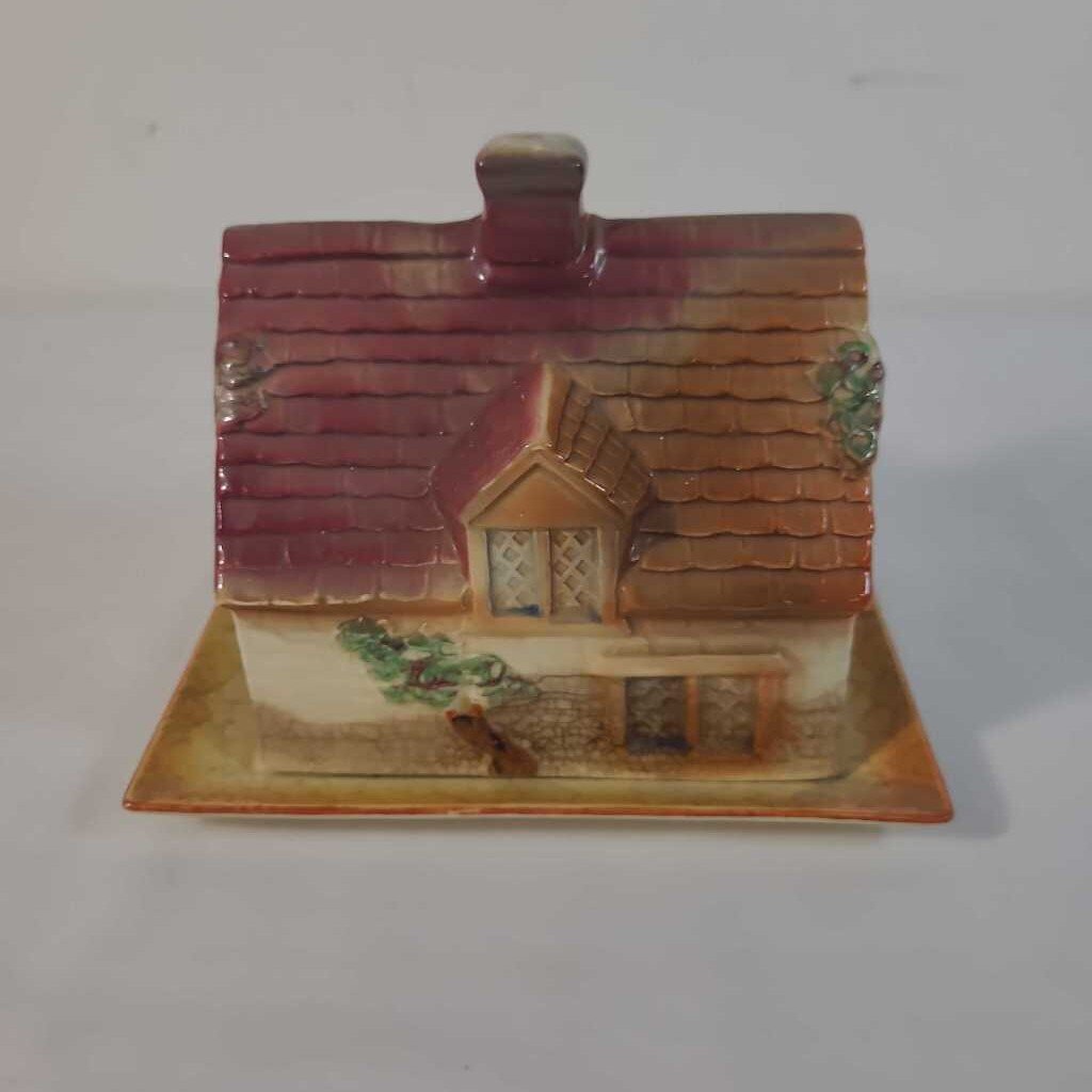 VTG BURLINGTON WARE COTTAGE COVERED BUTTER DISH