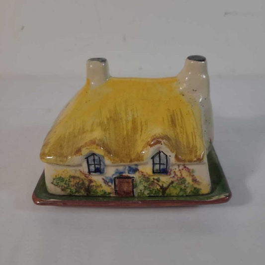 VTG POTTERY COTTAGE COVERED BUTTER DISH