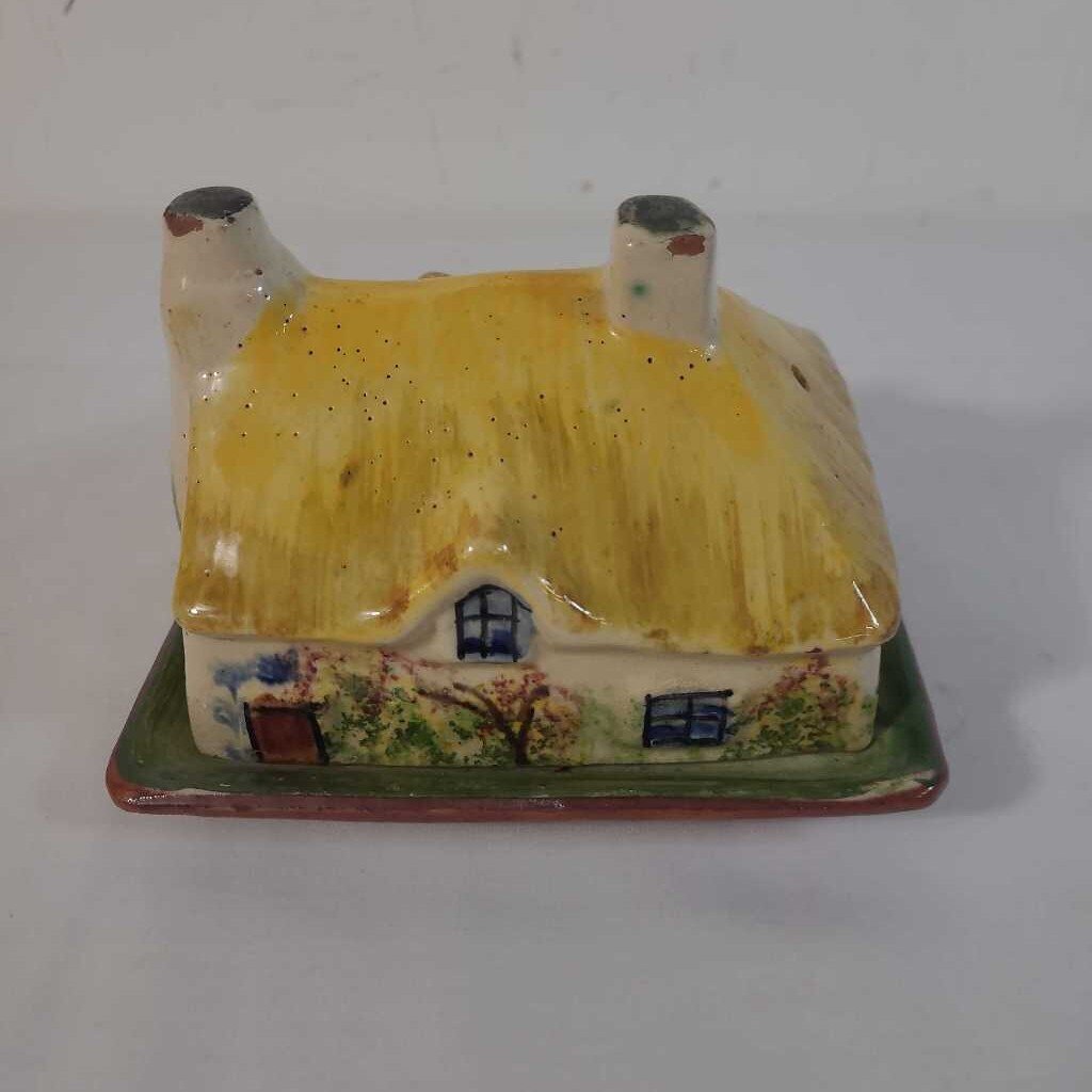 VTG POTTERY COTTAGE COVERED BUTTER DISH