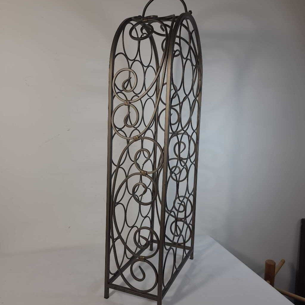 DECORATIVE METAL WINE BOTTLE HOLDER