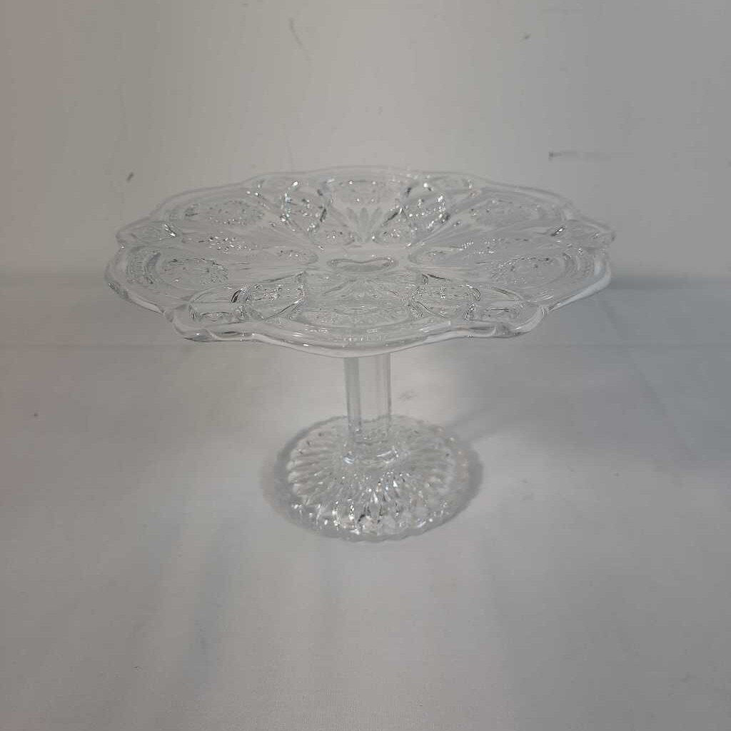 VTG PRESSED GLASS CAKE PLATE